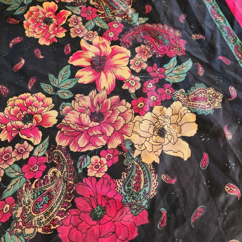 Vintage Silk? Floral Scarf Whimsigoth Retro Maximalist Glam Dark Moody Fairy Art